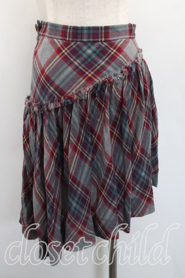 画像2: ヴィヴィアンウエストウッド 中古 / タータンチェックスカート 1（7号相当） 灰ｘ赤  H-26-01-18-027-sk-OD-ZH (2)