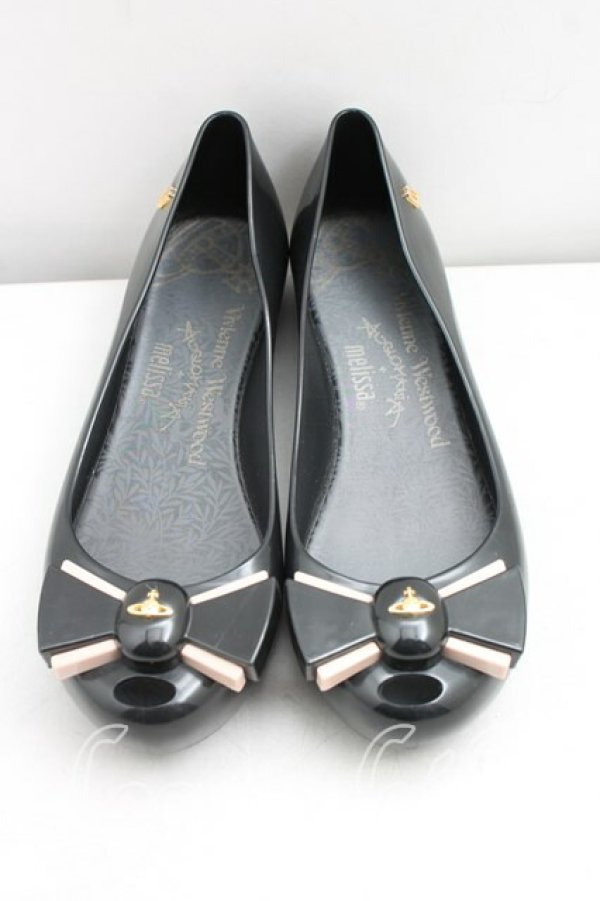 画像2: ヴィヴィアンウエストウッド×Melissa 中古 / ボウフラットシューズ EU35/36（22.5cm相当） 黒  H-26-01-18-064-sh-OD-ZH (2)