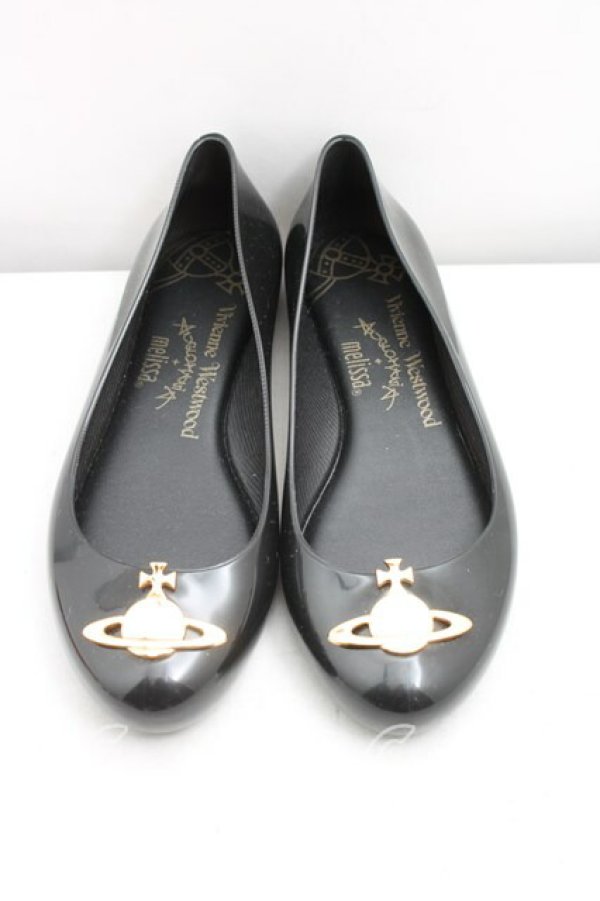 画像2: ヴィヴィアンウエストウッド×Melissa 中古 / SPACE LOVE ORBフラットシューズ EU37（23.5cm相当） 黒  H-26-01-18-070-sh-OD-ZH (2)