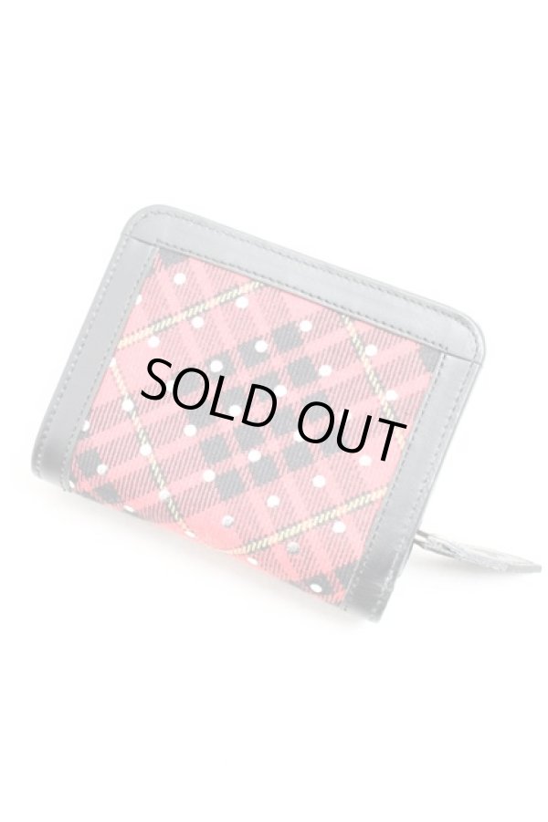 画像2: ヴィヴィアンウエストウッド 中古 / タータンチェックスタッズ折財布  赤×黒  H-26-01-18-071-wa-IN-ZH (2)