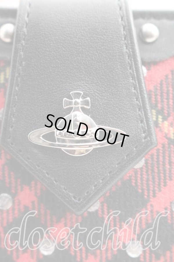 画像6: ヴィヴィアンウエストウッド 中古 / タータンチェックスタッズ折財布  赤×黒  H-26-01-18-071-wa-IN-ZH (6)