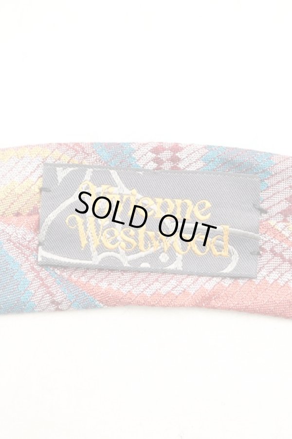 画像3: ヴィヴィアンウエストウッド MAN 中古 / 総柄ネクタイ  茶ｘ黄色ｘ青  H-26-01-18-075-gd-OD-ZH (3)