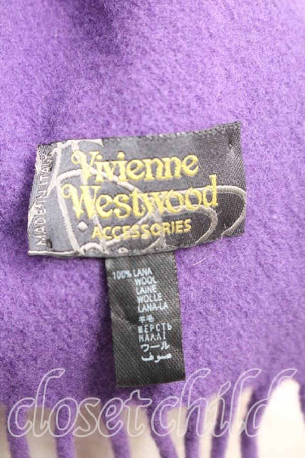画像3: ヴィヴィアンウエストウッド 中古 / ロゴ刺繍マフラー  紫  H-26-01-18-077-gd-OD-ZH (3)