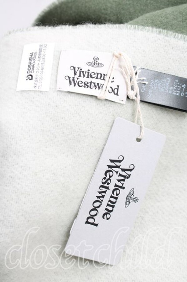 画像2: ヴィヴィアンウエストウッド 中古 / スクイグルオーブマフラー  緑  H-26-01-18-104-gd-OD-ZH (2)