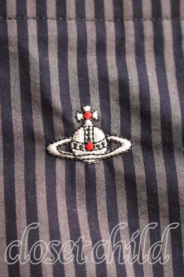 画像7: ヴィヴィアンウエストウッド 中古 / ストライプシャツワンピース 00（ワンサイズ） 灰ｘ黒  H-26-01-18-001-op-OD-ZH (7)