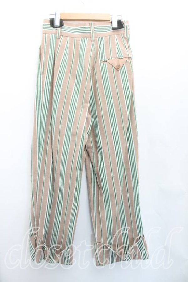 画像2: ヴィヴィアンウエストウッド 中古 / ストライプバギーパンツ 2（9号相当） ベージュ  H-26-01-18-016-pa-OD-ZH (2)