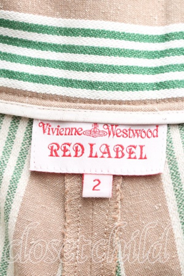 画像3: ヴィヴィアンウエストウッド 中古 / ストライプバギーパンツ 2（9号相当） ベージュ  H-26-01-18-016-pa-OD-ZH (3)