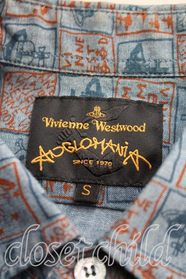 画像3: ANGLOMANIA 中古 / ロゴマニアシャツ S インディゴ  H-26-01-18-017-bl-OD-ZH (3)