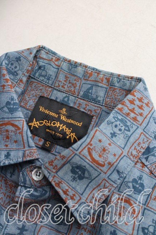 画像6: ANGLOMANIA 中古 / ロゴマニアシャツ S インディゴ  H-26-01-18-017-bl-OD-ZH (6)