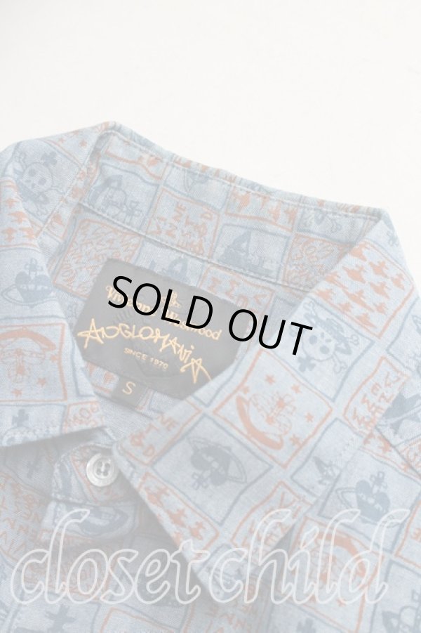 画像6: ANGLOMANIA 中古 / ロゴマニアシャツ S インディゴ  H-26-01-18-017-bl-OD-ZH (6)