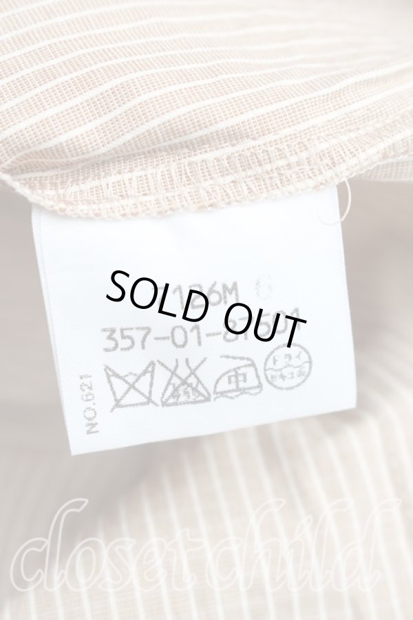画像4: ヴィヴィアンウエストウッド 中古 / 単色オーブ刺繍ストライプ高襟シャツ 3(11号相当) 茶  H-26-01-25-020-bl-IN-ZH (4)