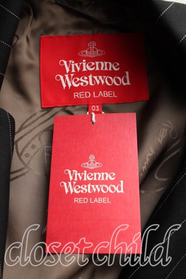 画像5: ヴィヴィアンウエストウッド 中古 / ピンストライプラブジャケットセットアップ 03（L相当） 黒  H-26-01-25-024-su-OD-ZH (5)