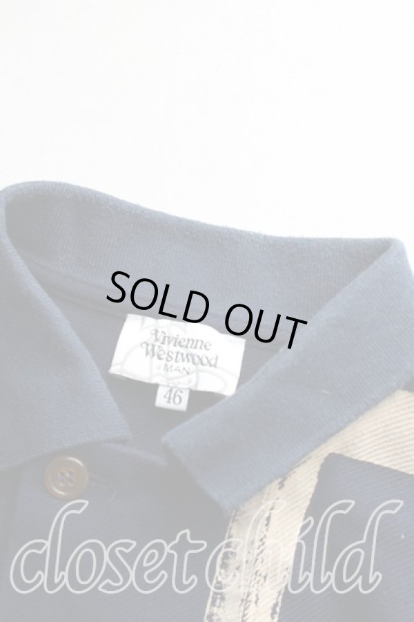 画像5: ヴィヴィアンウエストウッド MAN 中古 / ハンドドローチェックポロ 46(メンズM相当) 紺  H-26-01-25-027-to-IN-ZH (5)