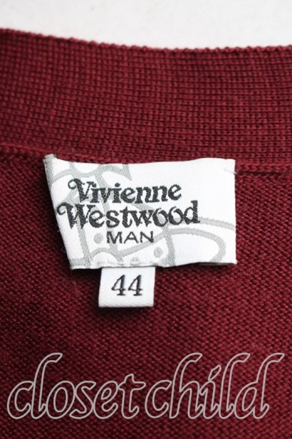 画像3: ヴィヴィアンウエストウッド MAN 中古 / オーブ刺繍カーディガン 44(メンズS相当) エンジ  H-26-01-25-035-to-IN-ZH (3)