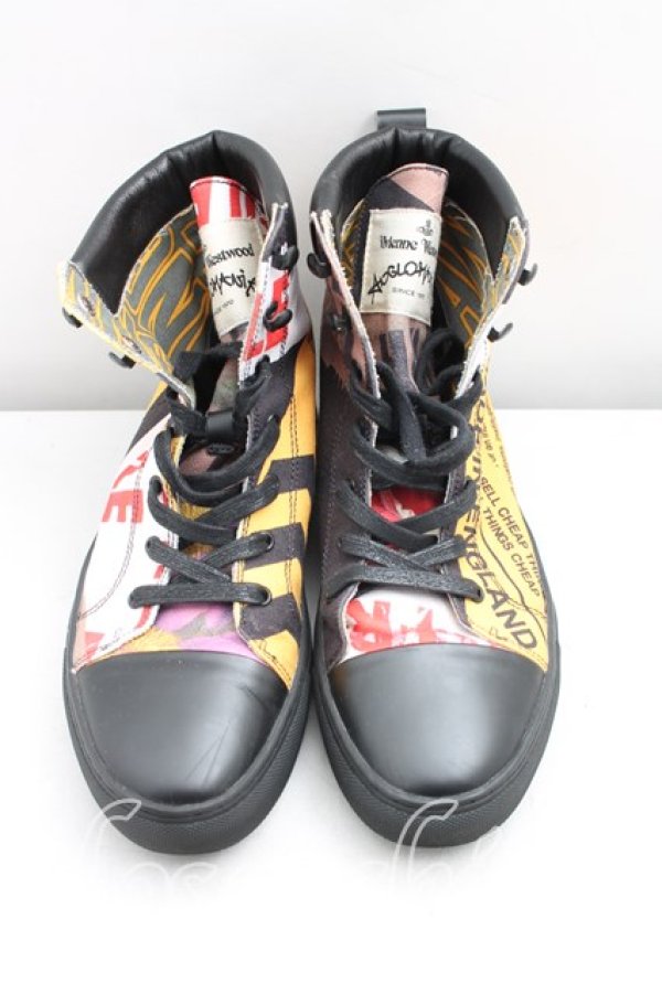 画像2: ANGLOMANIA 中古 / フラワーテープハイトップスニーカー 37（23.5cm相当） 黒  H-26-01-25-061-sh-OD-ZH (2)