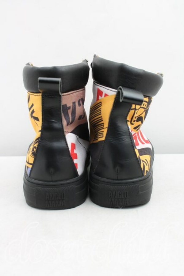 画像4: ANGLOMANIA 中古 / フラワーテープハイトップスニーカー 37（23.5cm相当） 黒  H-26-01-25-061-sh-OD-ZH (4)