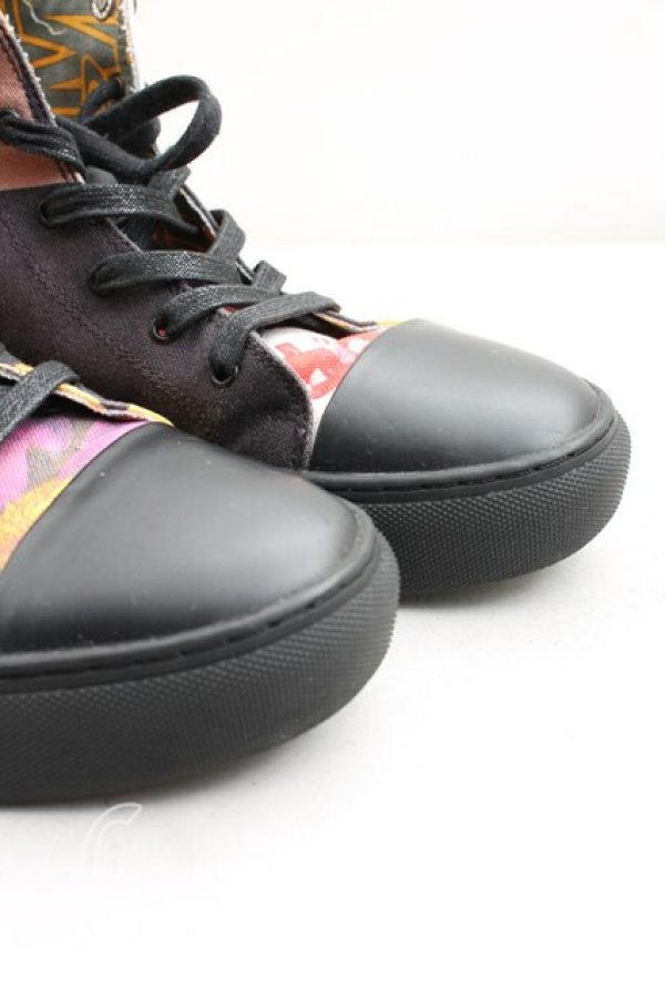 画像6: ANGLOMANIA 中古 / フラワーテープハイトップスニーカー 37（23.5cm相当） 黒  H-26-01-25-061-sh-OD-ZH (6)