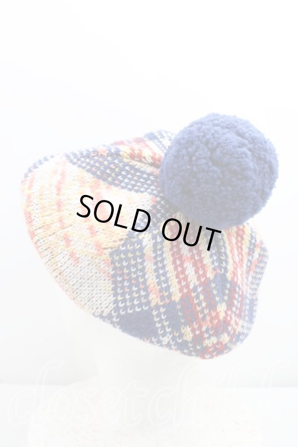 画像2: ヴィヴィアンウエストウッド 中古 / カラーオーブ刺繍ベレー  青  H-26-01-25-077-ha-OD-ZH (2)