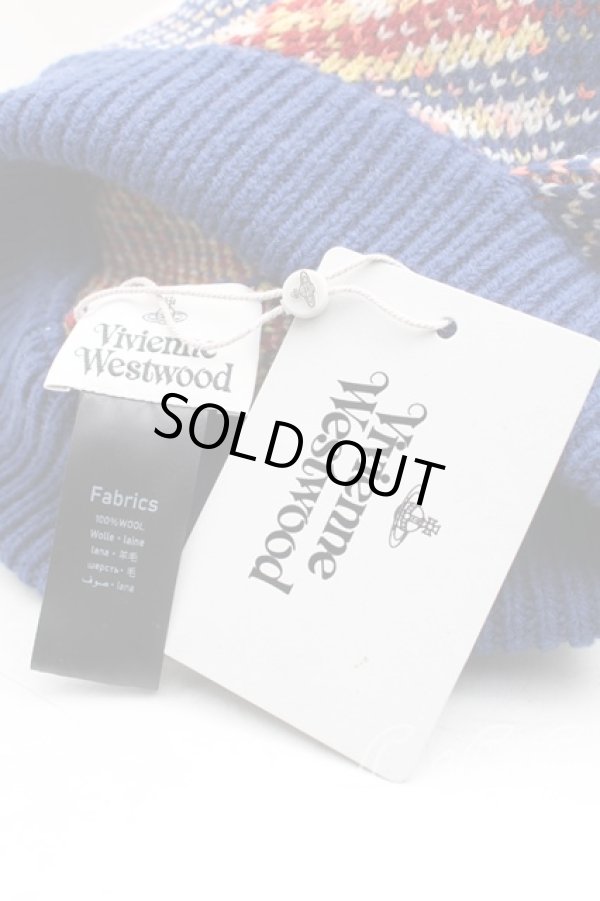 画像4: ヴィヴィアンウエストウッド 中古 / カラーオーブ刺繍ベレー  青  H-26-01-25-077-ha-OD-ZH (4)