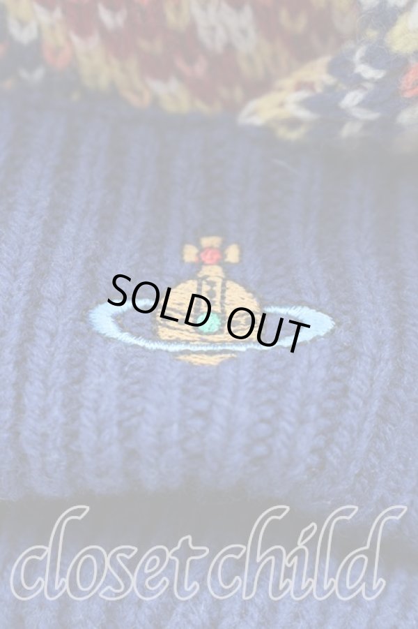 画像5: ヴィヴィアンウエストウッド 中古 / カラーオーブ刺繍ベレー  青  H-26-01-25-077-ha-OD-ZH (5)