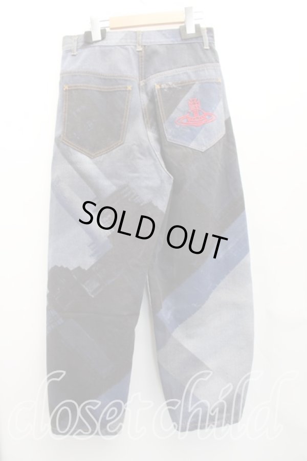 画像2: ヴィヴィアンウエストウッド 中古 / プリントデニム 02（M相当） インディゴ  H-26-01-25-013-pa-OD-ZH (2)