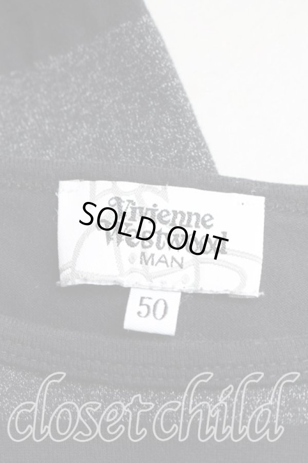 画像3: ヴィヴィアンウエストウッド MAN 中古 / 単色オーブ刺繍ボーダーカットソー 50（メンズXL相当） 黒  H-26-02-01-026-to-OD-ZH (3)