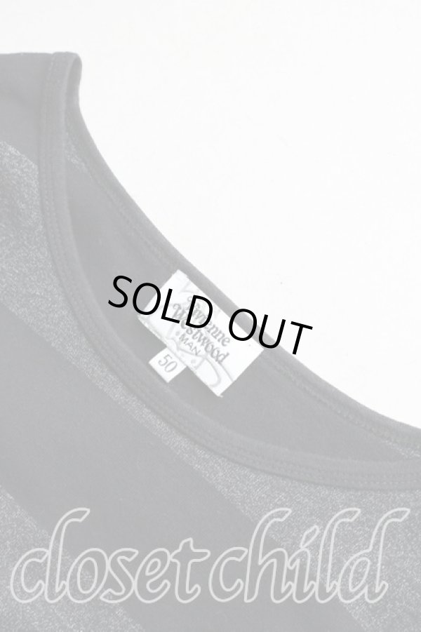 画像5: ヴィヴィアンウエストウッド MAN 中古 / 単色オーブ刺繍ボーダーカットソー 50（メンズXL相当） 黒  H-26-02-01-026-to-OD-ZH (5)