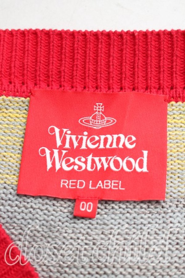 画像3: ヴィヴィアンウエストウッド 中古 / メランジボーダーカーディガン 00（ワンサイズ） 青ｘ赤  H-26-02-01-033-to-OD-ZH (3)