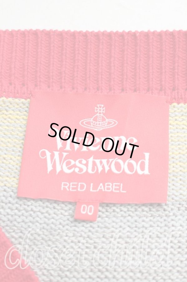 画像3: ヴィヴィアンウエストウッド 中古 / メランジボーダーカーディガン 00（ワンサイズ） 青ｘ赤  H-26-02-01-033-to-OD-ZH (3)