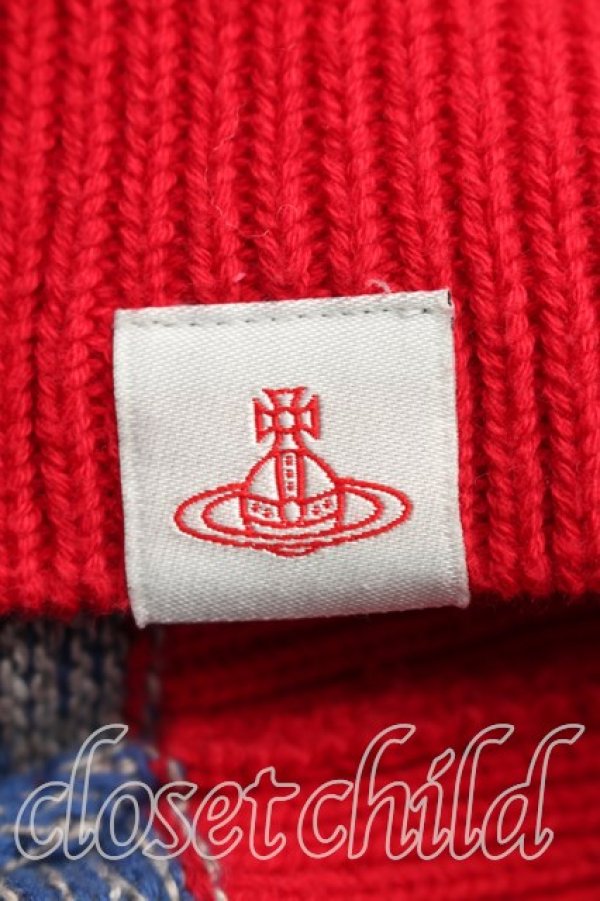 画像6: ヴィヴィアンウエストウッド 中古 / メランジボーダーカーディガン 00（ワンサイズ） 青ｘ赤  H-26-02-01-033-to-OD-ZH (6)