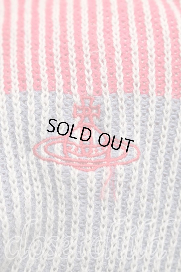 画像6: ヴィヴィアンウエストウッド 中古 / ラインオーブ刺繍ボーダーカーディガン 00（ワンサイズ） 赤ｘ青  H-26-02-01-034-to-OD-ZH (6)