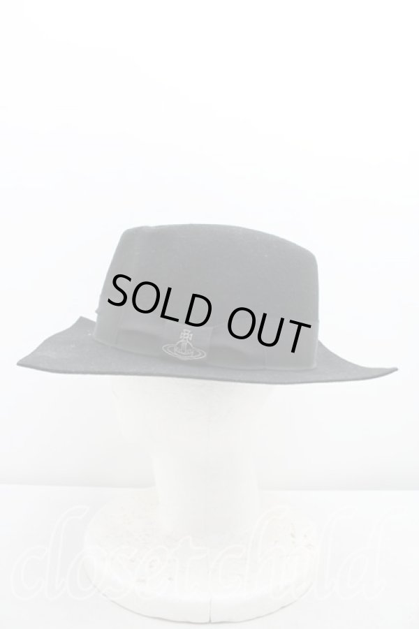 画像2: ヴィヴィアンウエストウッド MAN 中古 / スクエアプリムハット  黒  H-26-02-01-042-ha-OD-ZH (2)