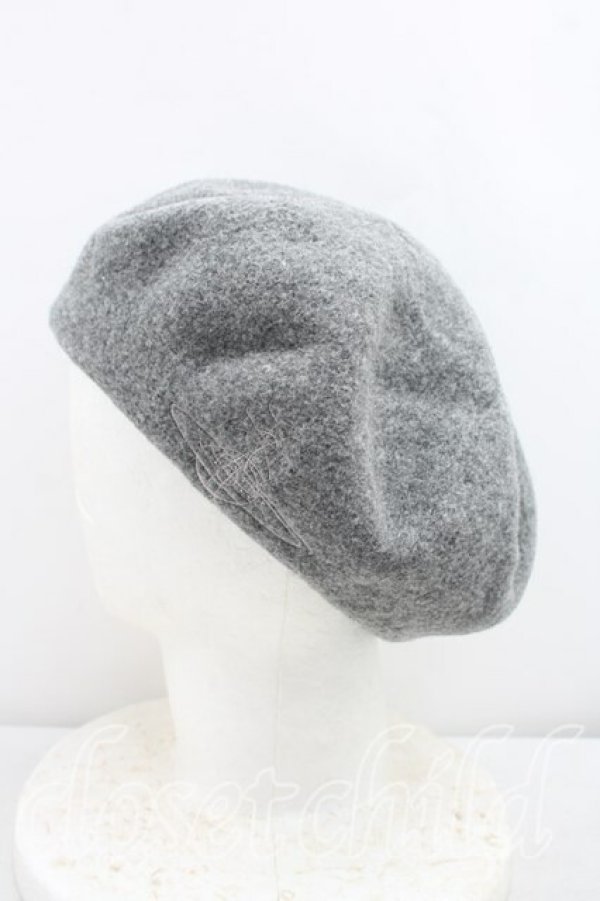 画像2: ヴィヴィアンウエストウッド 中古 / グラフティオーブ刺繍ベレー  灰  H-26-02-01-043-ha-OD-ZH (2)