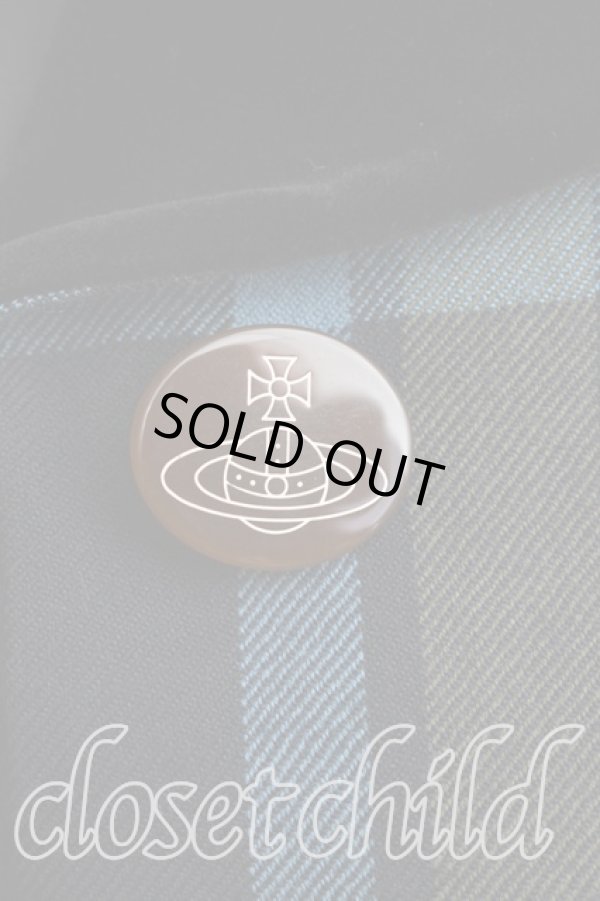 画像6: ヴィヴィアンウエストウッド 中古 / タータンチェックラブジャケット 2（9号相当） 青ｘ緑  H-26-02-01-004-jc-OD-ZH (6)