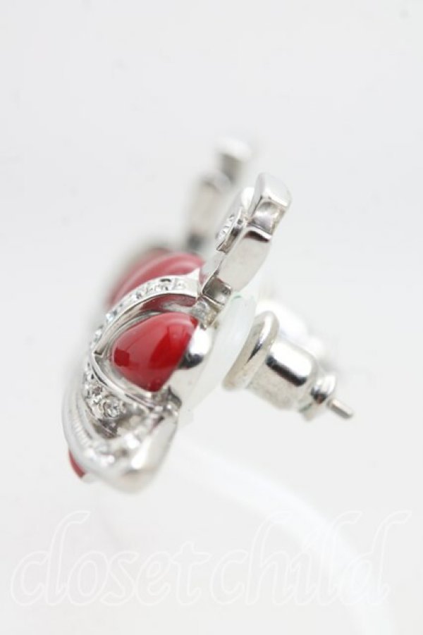 画像2: ヴィヴィアンウエストウッド 中古 / ディアマンテハートスタッドピアス  赤ｘシルバー  H-26-02-01-048-er-OD-ZH (2)