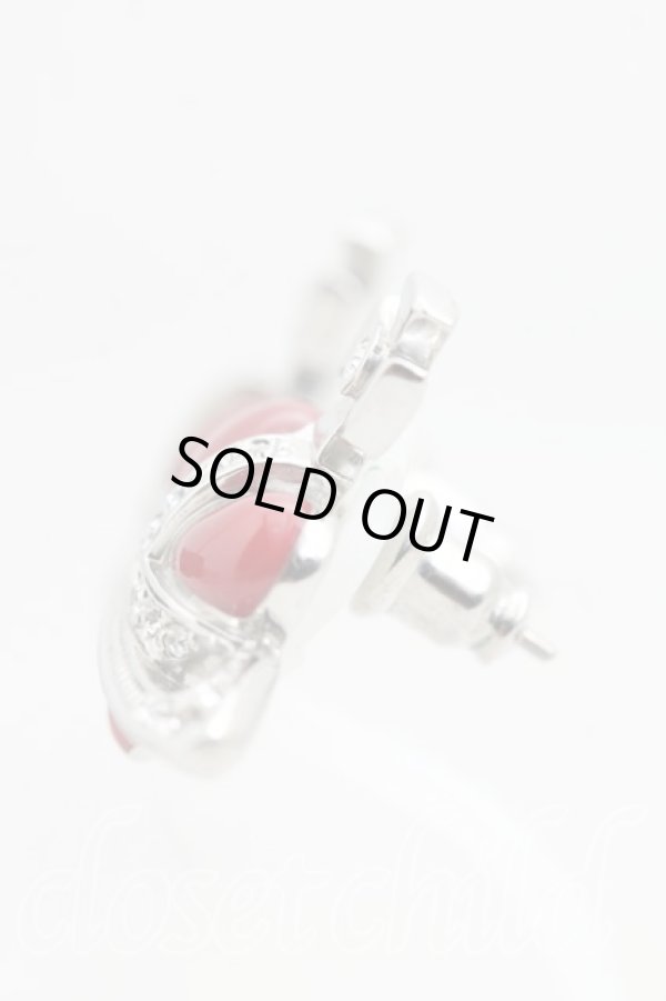 画像2: ヴィヴィアンウエストウッド 中古 / ディアマンテハートスタッドピアス  赤ｘシルバー  H-26-02-01-048-er-OD-ZH (2)