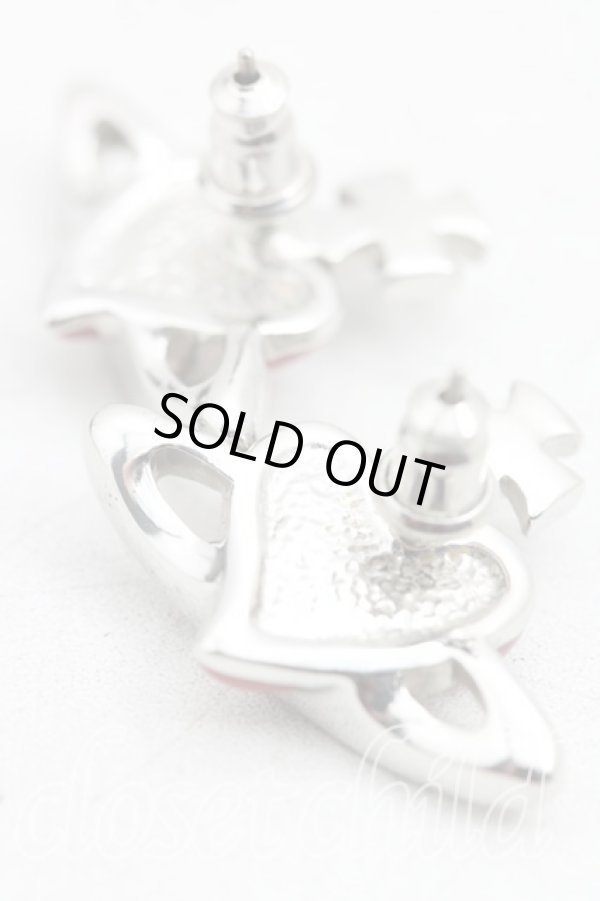 画像4: ヴィヴィアンウエストウッド 中古 / ディアマンテハートスタッドピアス  赤ｘシルバー  H-26-02-01-048-er-OD-ZH (4)