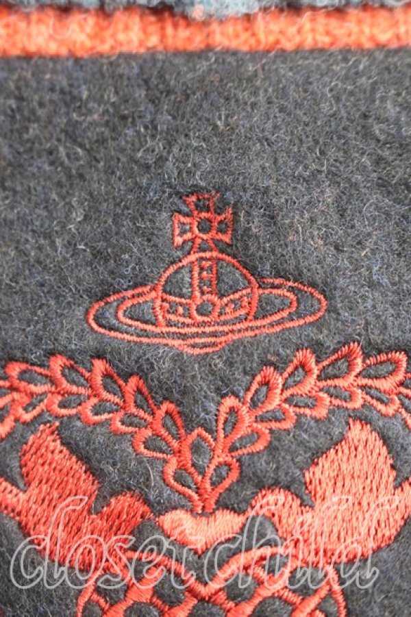 画像2: ヴィヴィアンウエストウッド 中古 / ハート刺繍アームカバー  黒ｘ茶  H-26-02-01-077-gd-OD-ZH (2)