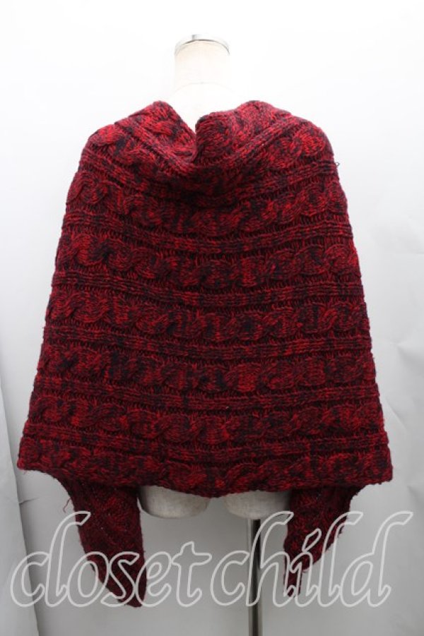 画像2: ヴィヴィアンウエストウッド 中古 / ケーブルニットストール  赤  H-26-02-01-080-gd-OD-ZH (2)