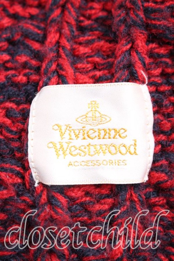 画像4: ヴィヴィアンウエストウッド 中古 / ケーブルニットストール  赤  H-26-02-01-080-gd-OD-ZH (4)