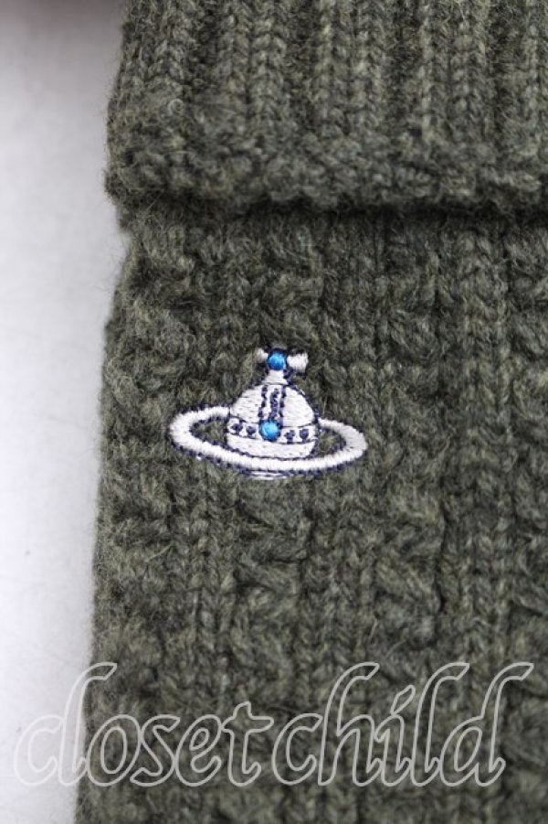 画像2: ヴィヴィアンウエストウッド 中古 / オーブ刺繍手袋  カーキ  H-26-02-01-083-gd-OD-ZH (2)