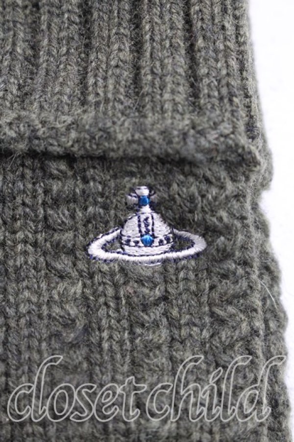 画像2: ヴィヴィアンウエストウッド 中古 / オーブ刺繍手袋  カーキ  H-26-02-01-084-gd-OD-ZH (2)