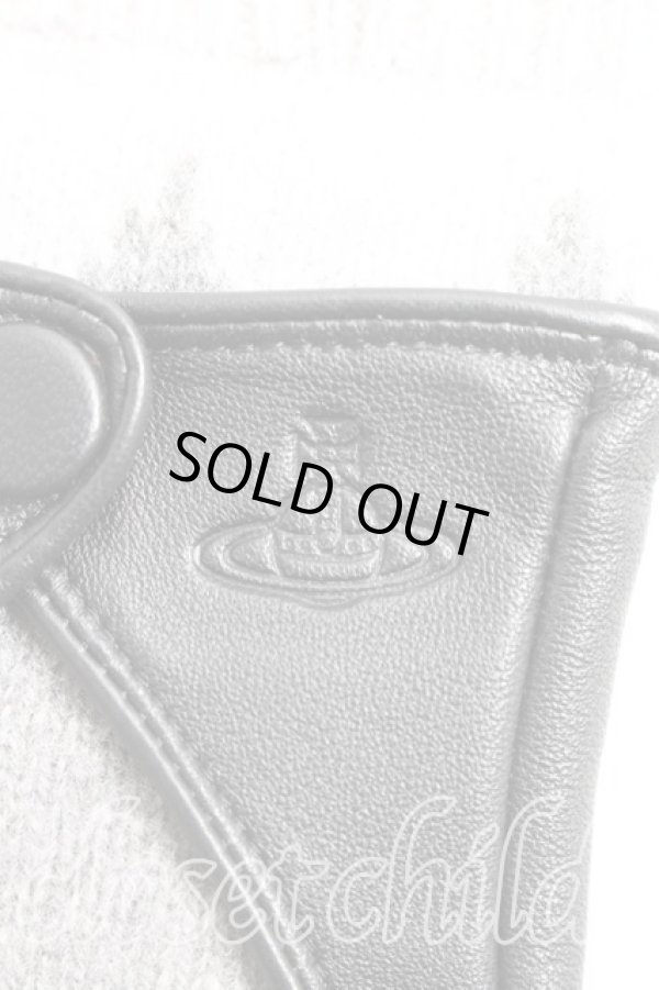 画像2: ヴィヴィアンウエストウッド 中古 / ハートレザーカバー手袋  黒ｘ灰  H-26-02-01-090-gd-OD-ZH (2)