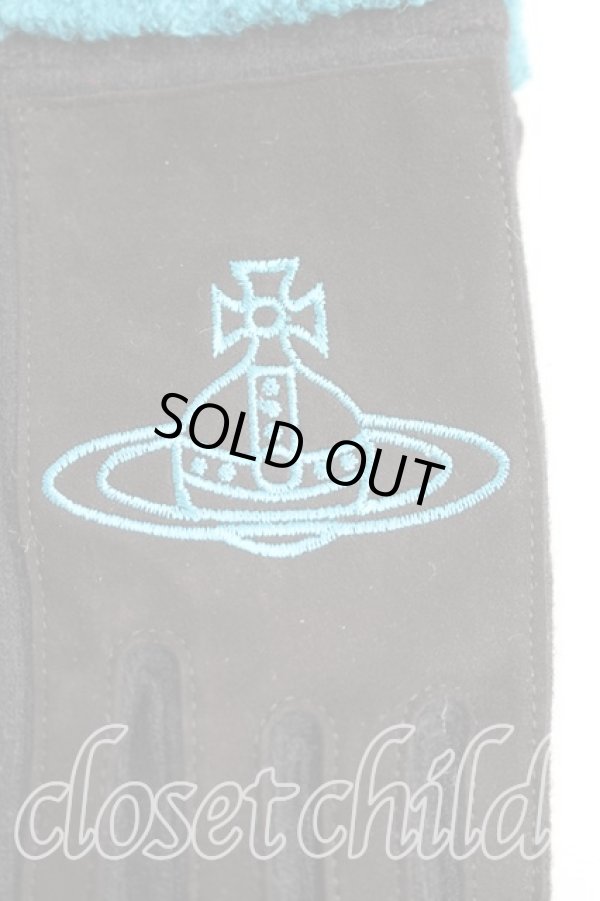 画像2: ヴィヴィアンウエストウッド 中古 / オーブ刺繍スエード手袋  黒  H-26-02-01-095-gd-OD-ZH (2)