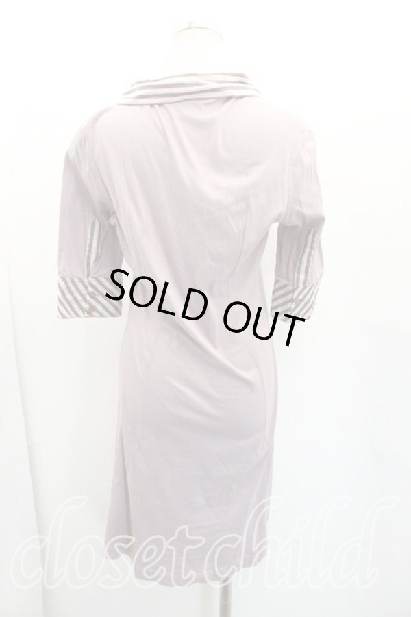 画像2: ヴィヴィアンウエストウッド 中古 / タイフロント五分袖ワンピース 2(9号相当) 紫  H-26-02-01-010-op-IN-ZH (2)