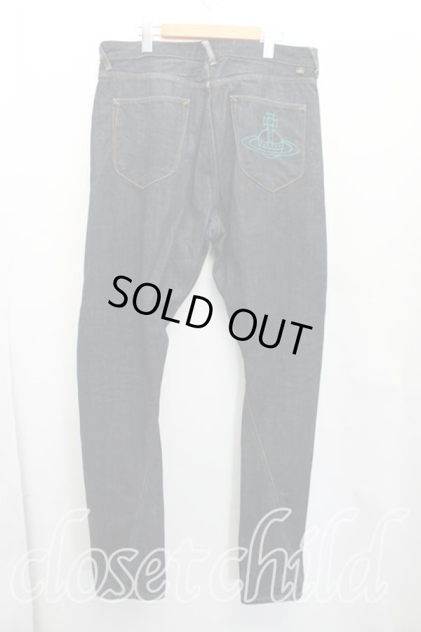 画像2: ヴィヴィアンウエストウッド Anglomania and Lee 中古 / アシンメトリカルジーン W32 インディゴ  H-26-02-01-013-pa-OD-ZH (2)