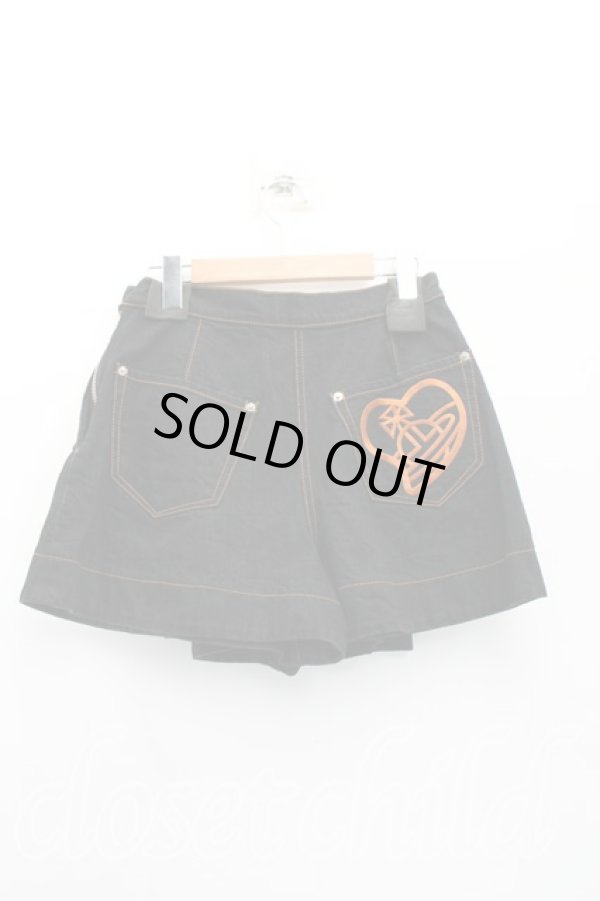 画像2: ヴィヴィアンウエストウッド 中古 / ハートオーブ刺繍デニムキュロット 3（11号相当） インディゴ  H-26-02-01-014-pa-OD-ZH (2)