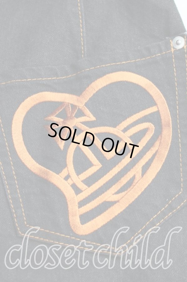 画像6: ヴィヴィアンウエストウッド 中古 / ハートオーブ刺繍デニムキュロット 3（11号相当） インディゴ  H-26-02-01-014-pa-OD-ZH (6)