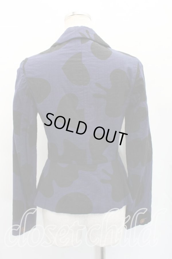 画像2: ヴィヴィアンウエストウッド 中古 / 総柄ベッティーナジャケット 2（9号相当） 紺  H-26-02-01-002-jc-OD-ZH (2)