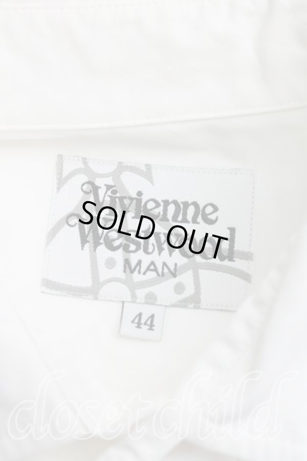 画像3: ヴィヴィアンウエストウッド MAN 中古 / オーブ刺繍クレリックシャツ 44（メンズS相当） 白  H-26-02-08-021-bl-OD-ZH (3)